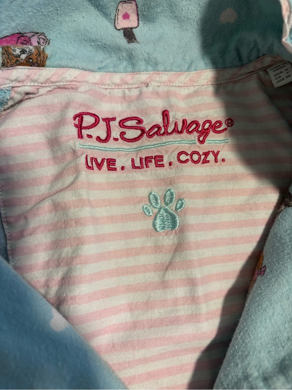PJ Salvage Women’s Light Teal Dog Print Pajama Set Small - Picture 5 of 7